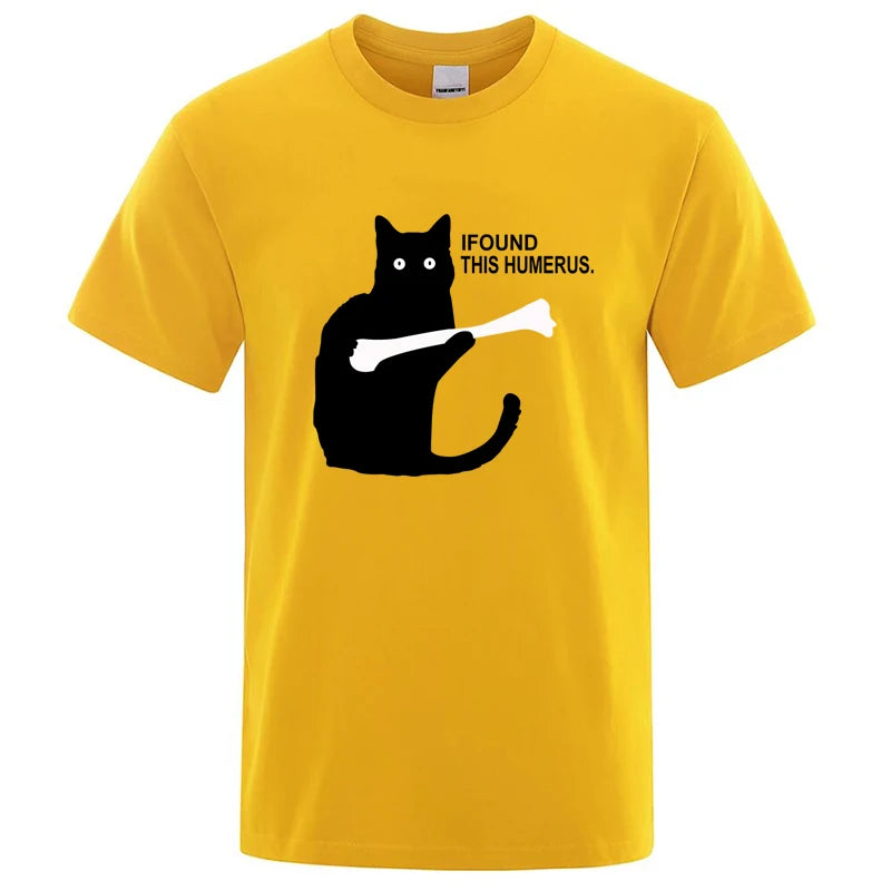 Summer Men's T-shirt High Quality 100% Cotton Funny Cat Printing Casual Cool Loose O-neck Graphic Male T Shirts for Men Tops