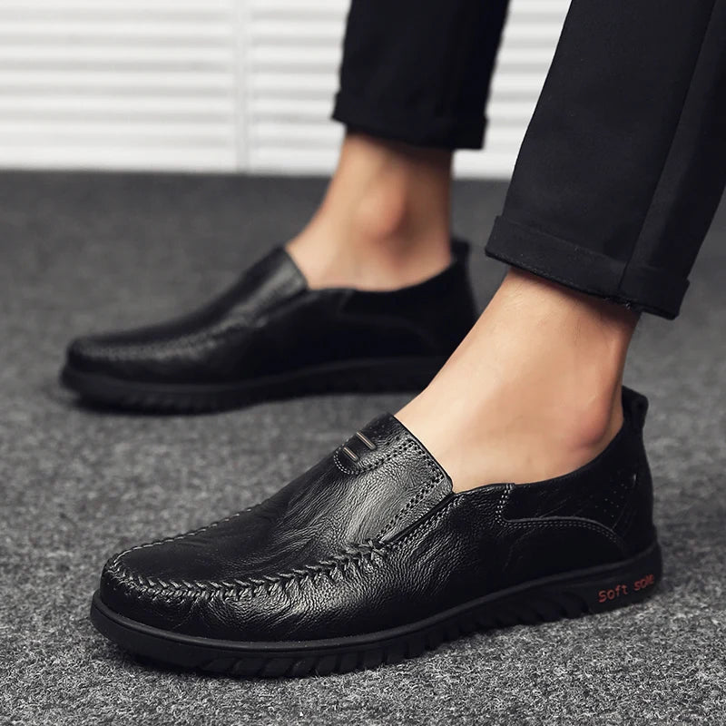 Genuine Leather Men’s Loafers – Luxury Slip-On Moccasins, Casual & Formal Driving Shoes        4o mini