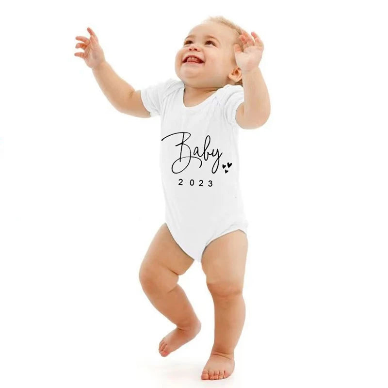 Baby Romper — Cotton, Short Sleeve, "I Love Mom & Dad" Print, Newborn Jumpsuit, Unisex Infant Clothes