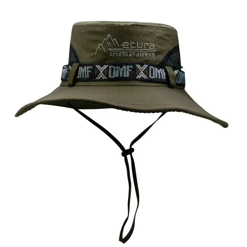 Summer Men’s Bucket Hat — Outdoor UV Protection Wide Brim Safari, Hiking & Beach Fisherman Cap with Mesh Design