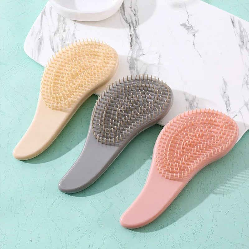 Marble Anti-Static Mini Comb – Plastic Detangling & Scalp Massage Hairbrush for Women, Shower & Salon Use