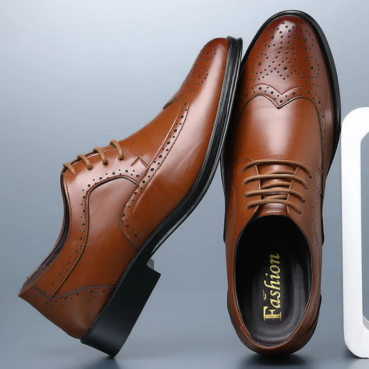 Handcrafted Men’s Oxford Shoes Genuine Leather Brogue Classic Business Formal Dress Shoes