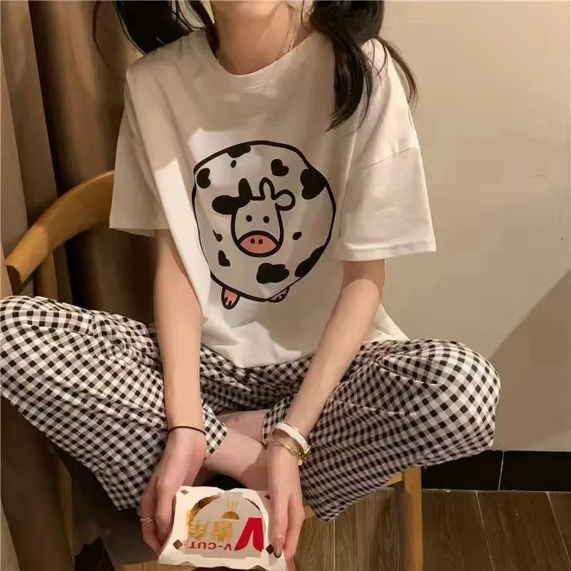 Women’s Cartoon Two-Piece Pajamas – Summer Sleepwear
