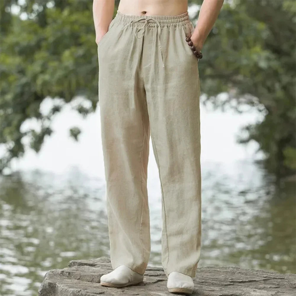 Men’s Cotton-Linen Beach Joggers – Casual Summer Pants