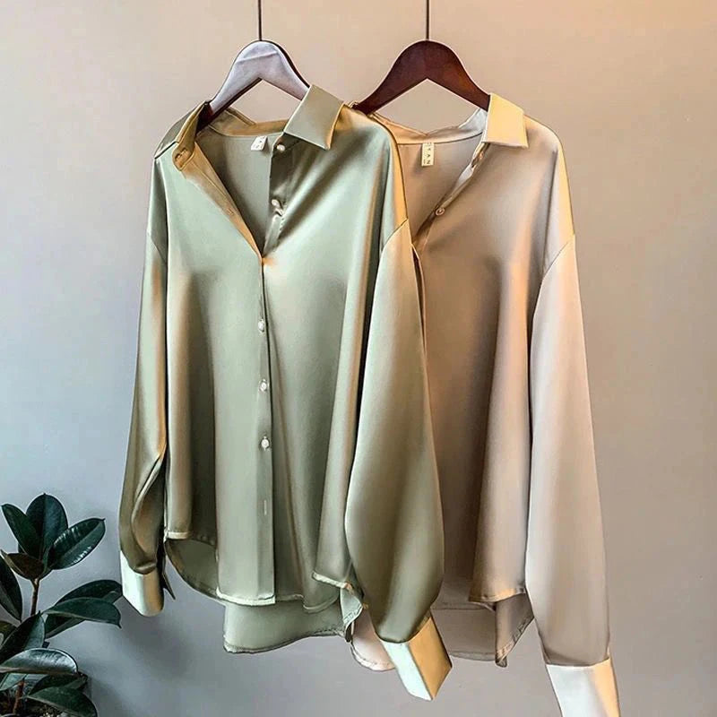 2025 Spring Satin Long Sleeve– Elegant, Sweet & Casual