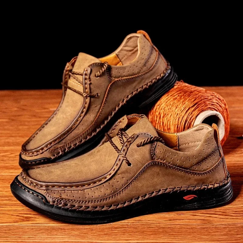 2023 Handmade Leather Casual Sneakers for Men – Comfort, Business, Plus Size