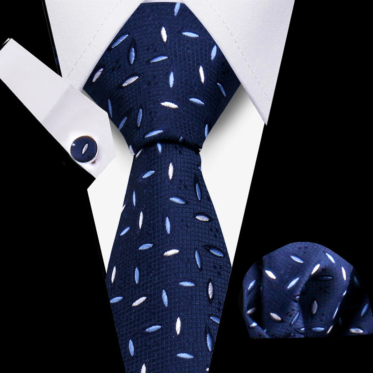Classic Men’s Tie Set Plaid Necktie with Pocket Square & Cufflinks Business Wedding Gift Accessories