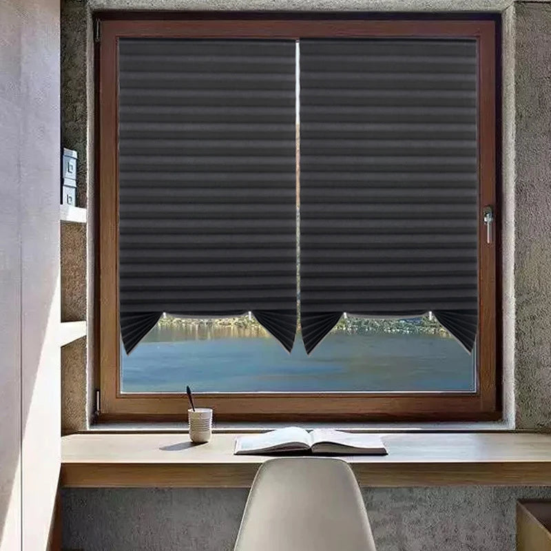 Adhesive Pleated Window Shades – Non-Woven Blackout Zebra Blinds .