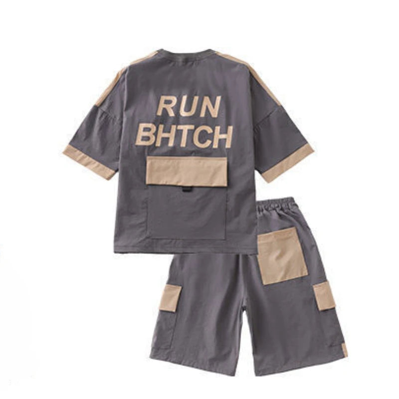 Boys' Summer Letter Print Outfit – 2-Piece Set