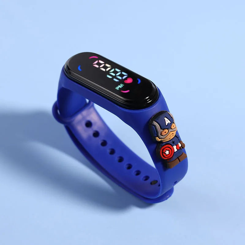 Kids' Fashion LED Watch – Mickey & Spiderman Design, Waterproof Sports Bracelet