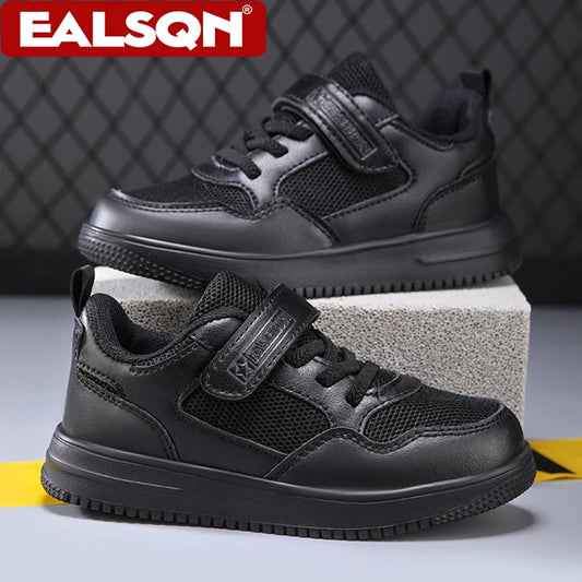 Kids’ Black Sports Shoes – Lightweight, Breathable, Non-Slip Walking Sneakers