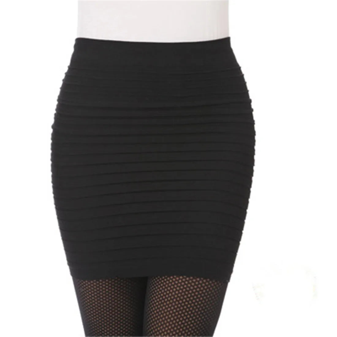 Summer Women High Waist Skirt – Solid Color Elastic Pleated Mini Skirt, Slim Draped Office Lady Pencil Skirt