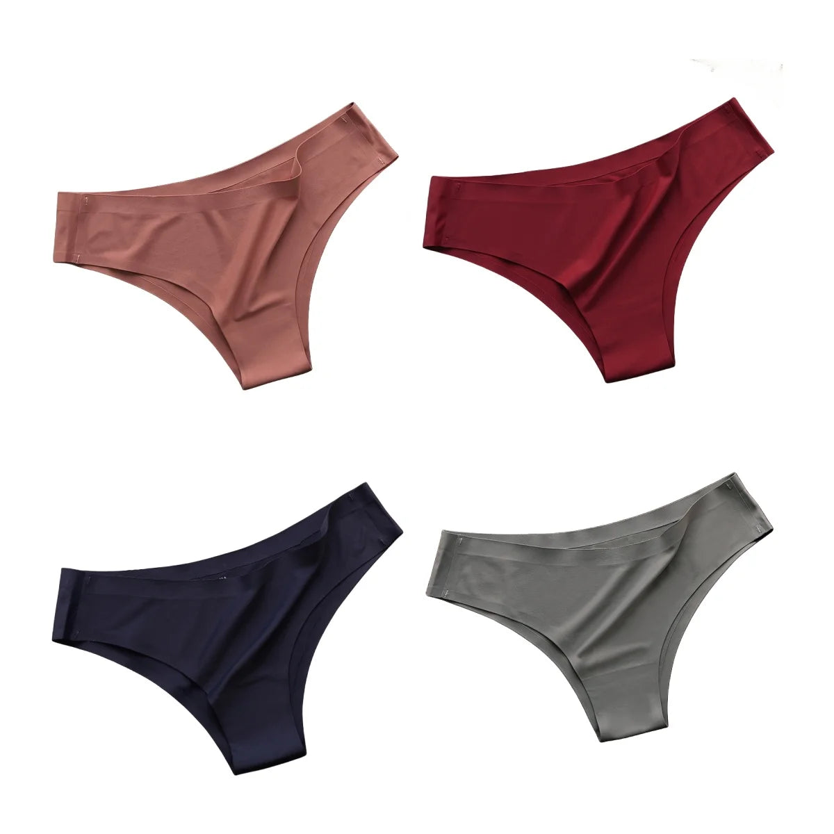 4PCS Seamless Ice Silk Panties – Women’s Low Waist
