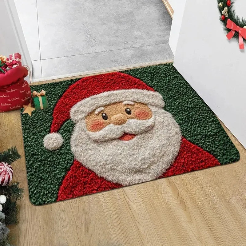 Christmas Door Mat – Gingerbread & Santa Holiday Foot Mat