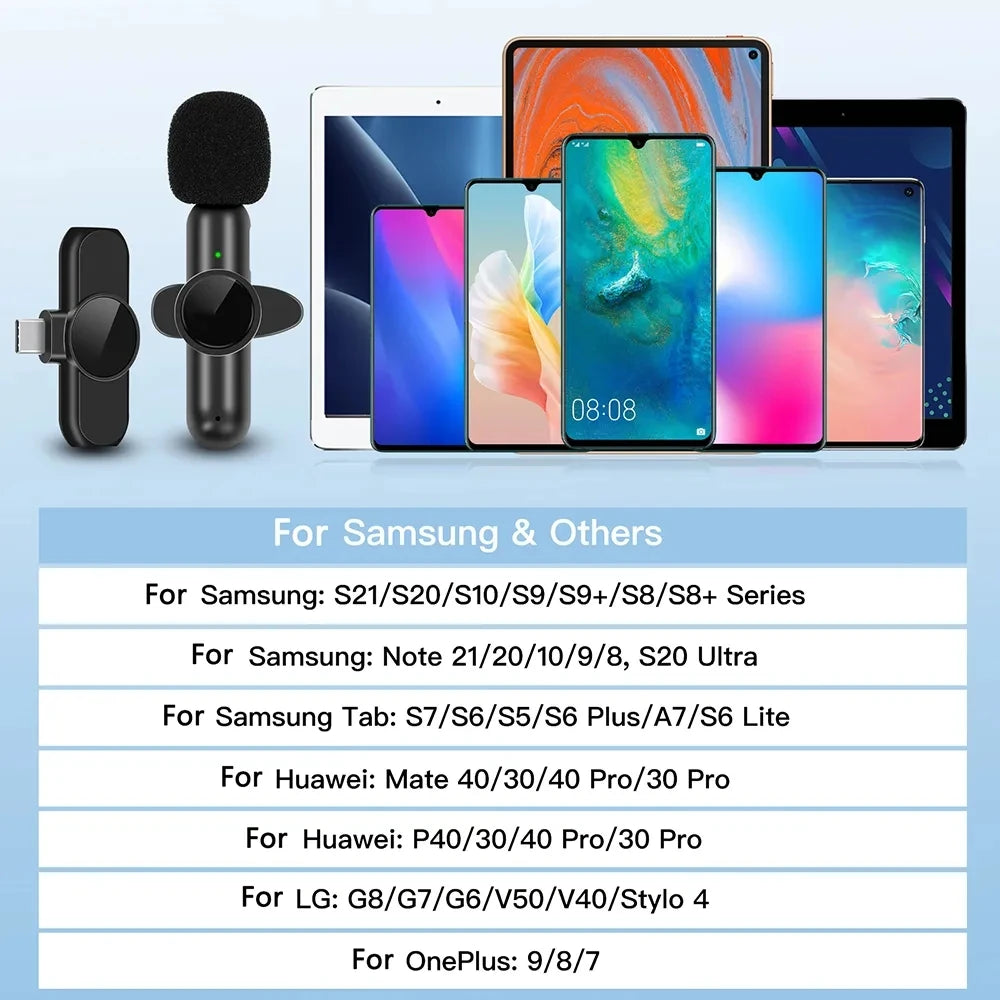 K61 Wireless Lavalier Mic – Mini Clip-On Microphone for Phone & Laptop