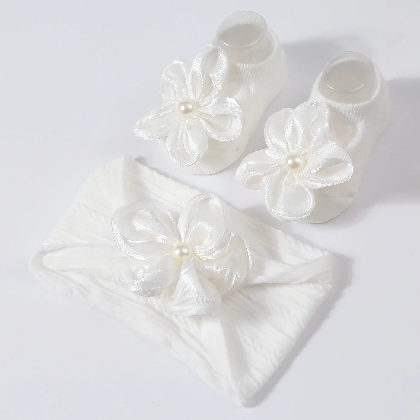 Baby Pearl Headband & Lace Socks Set (0–1Y)