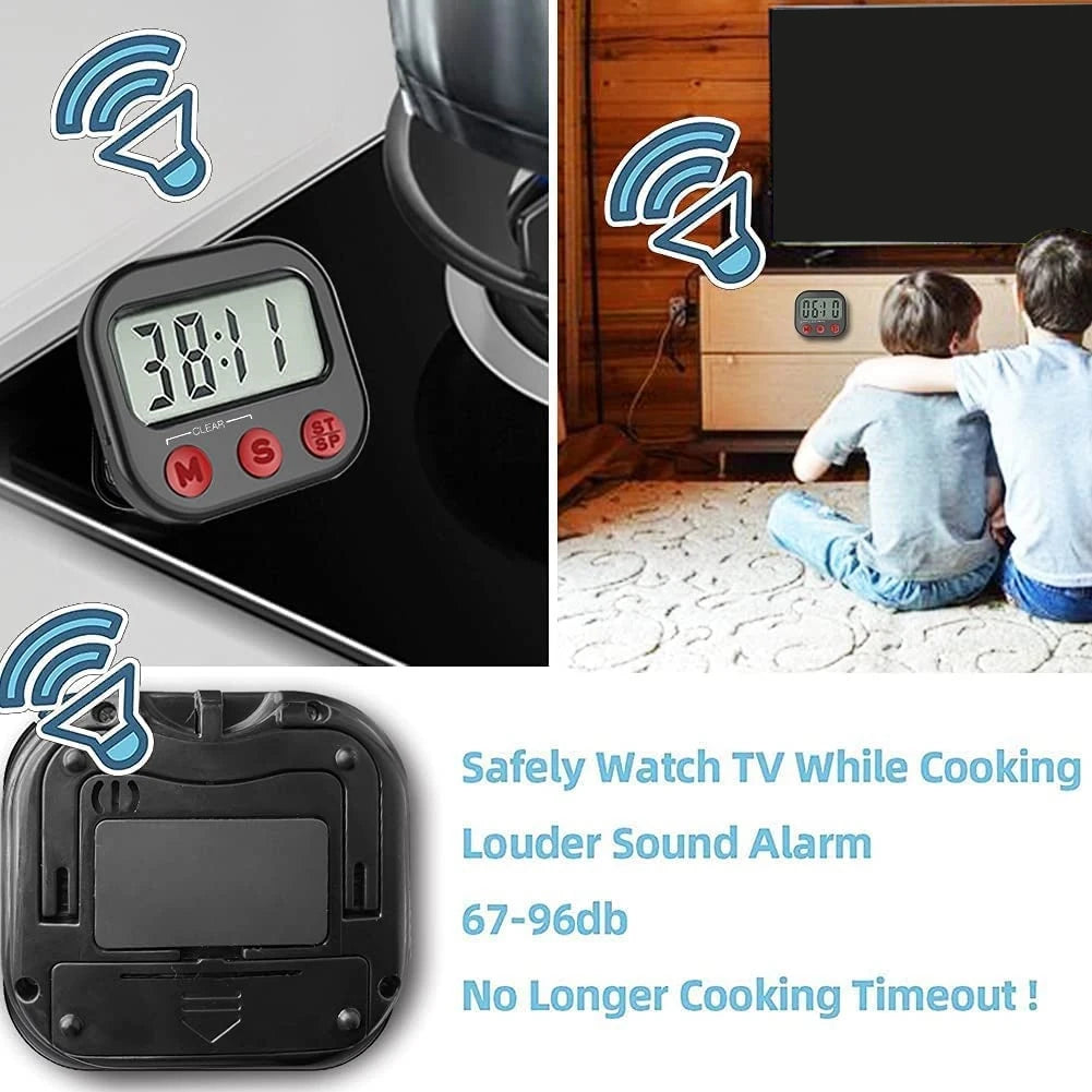 Digital Kitchen Timer – Magnetic Countdown Clock with Large LCD Display