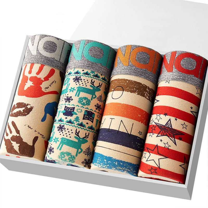 4-Pack Men's Cotton Boxer Briefs – Solid, U-Convex, Plus Size L-6XL