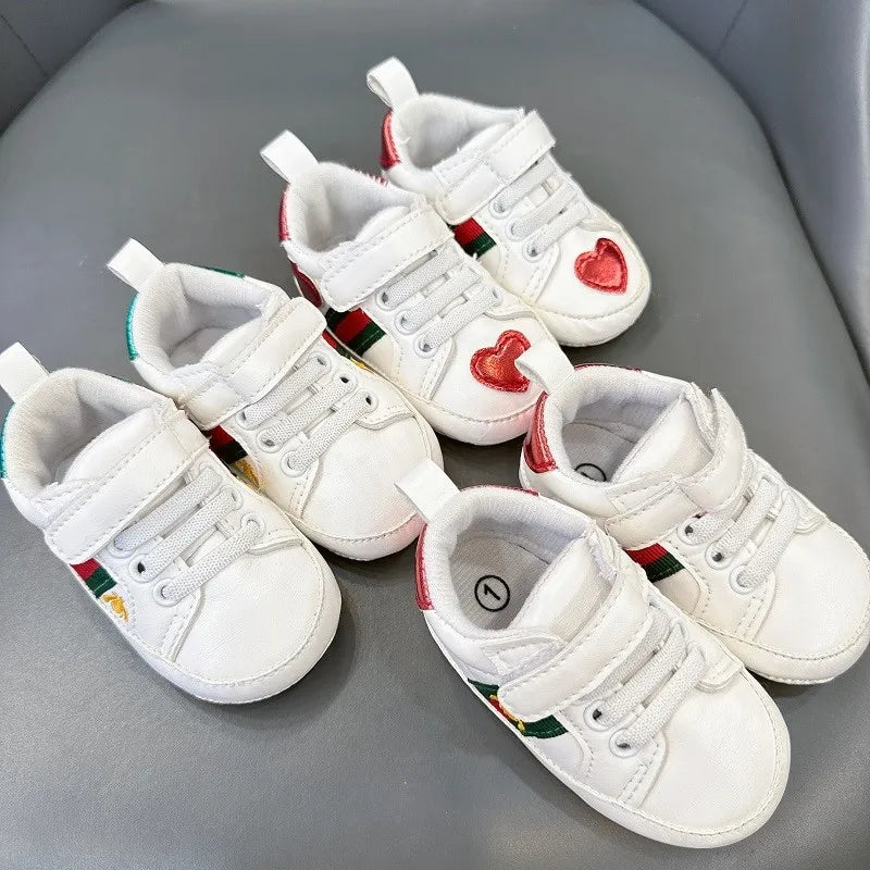 White Soft-Soled Baby Shoes — Non-Slip Sneakers for Boys & Girls, Spring Baptism