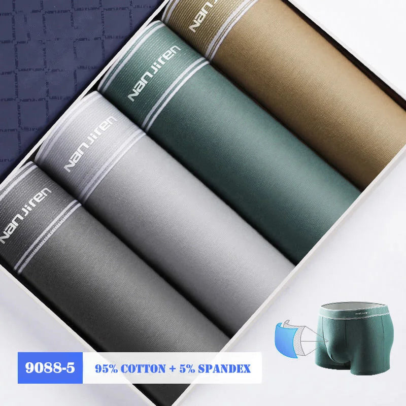 4-Pack Men's Cotton Boxer Briefs – Solid, U-Convex, Plus Size L-6XL