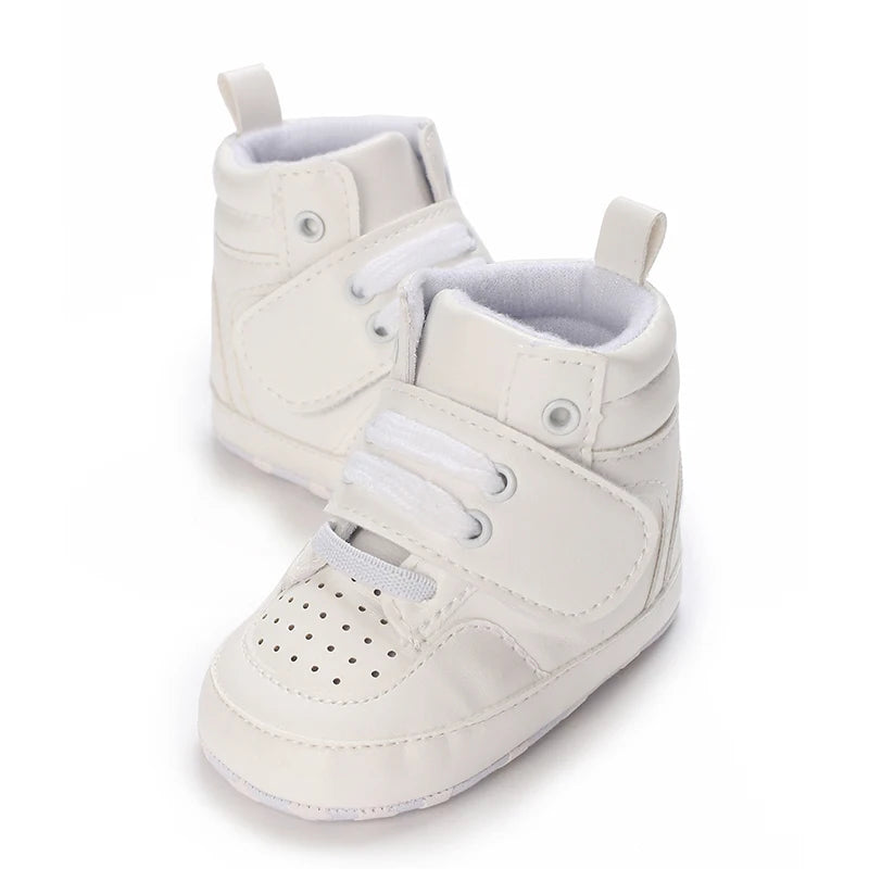 White Soft-Soled Baby Sneakers — Non-Slip Prewalkers for Infant Boys & Girls, Spring Baptism