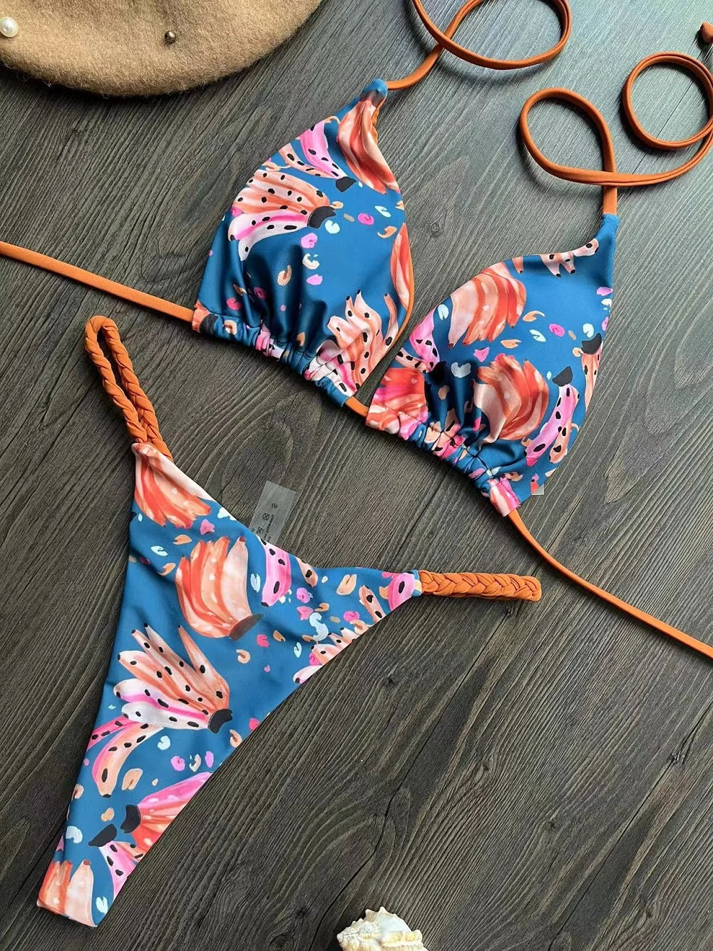 High-Waist Zebra Print Bikini – Brazilian Thong Set