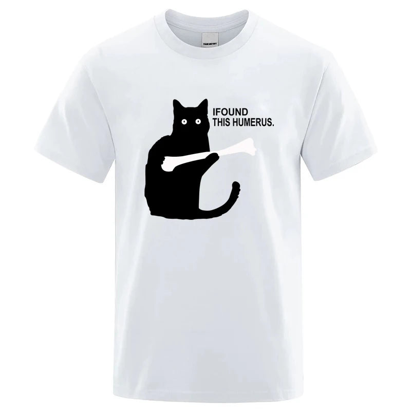 Summer Men's T-shirt High Quality 100% Cotton Funny Cat Printing Casual Cool Loose O-neck Graphic Male T Shirts for Men Tops