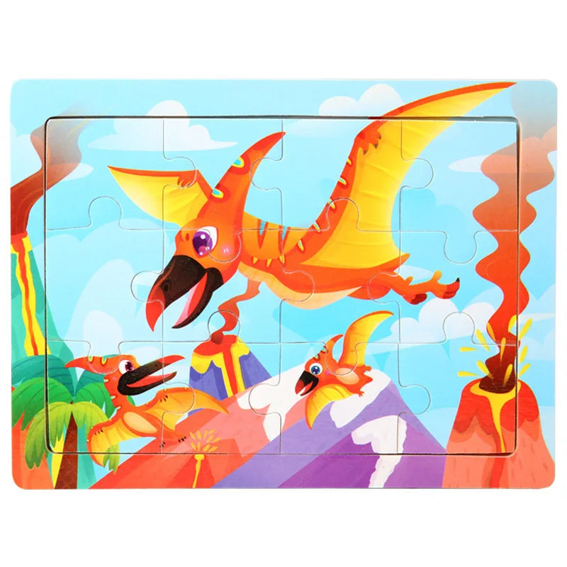12-Piece Wooden Animal Jigsaw Puzzle – Montessori Educational Toy for Baby or Kids