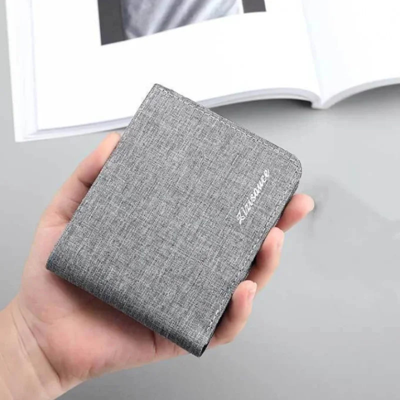 Men's Canvas Card Holder Wallet – Black/Blue/Gray, Compact & Stylish