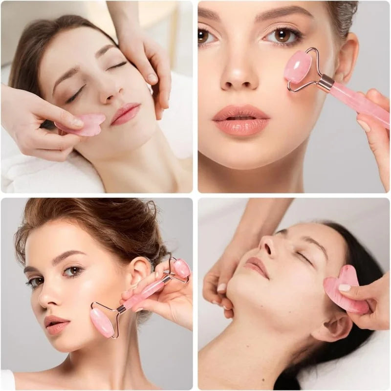 2Pcs Ice Face Roller & Gua Sha Set – Portable Facial Massage Tools for Lifting, Contouring, and Skincare Therapy