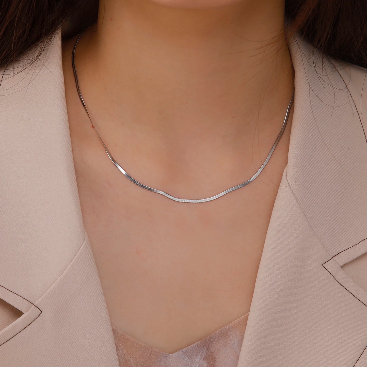Skyrim Stainless Steel Snake Chain Necklace Gold Herringbone Choker for Women Men Trendy 2025 Jewelry Gift