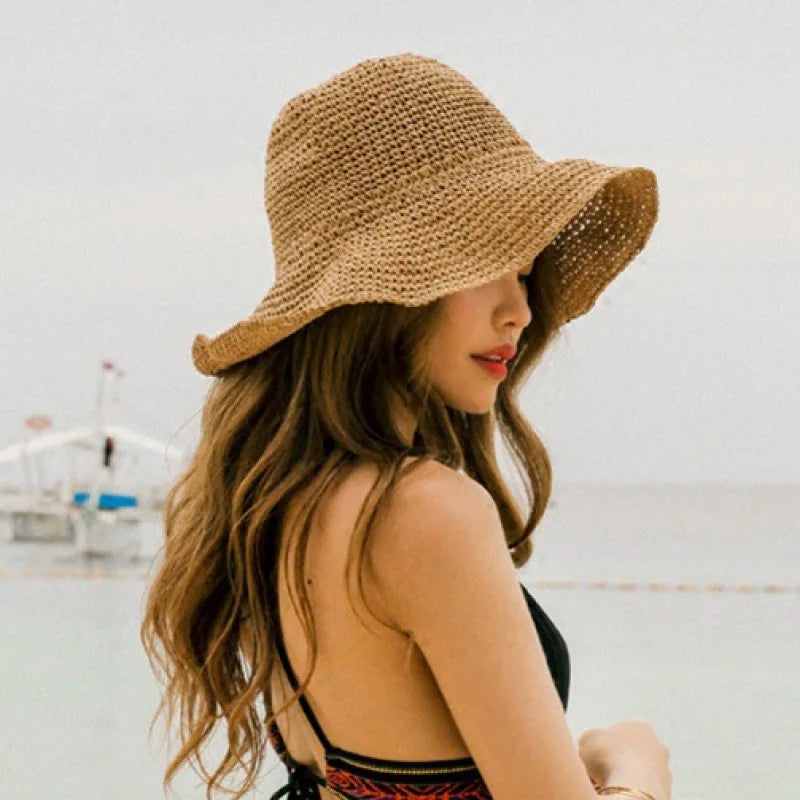 Women’s Wide Brim Sun Hat – Floppy Straw Bucket Hat for Summer