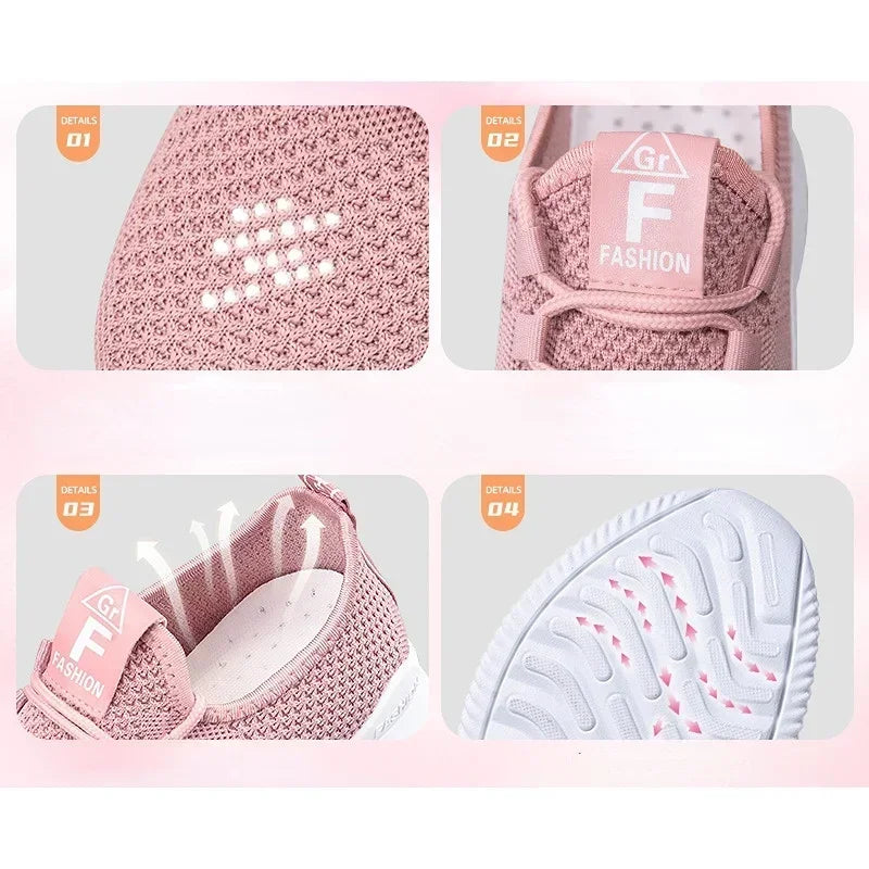 2025 Women’s Casual Sneakers – Breathable Summer Platform Lace-Up Shoes, Comfortable & Fashionable