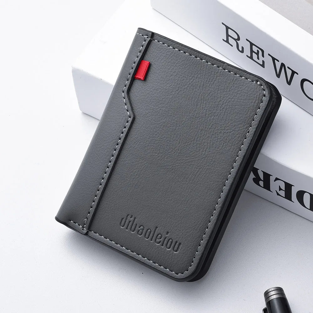 1Pc Ultra-Thin PU Leather Credit Card Holder — Mini Soft Vertical Men’s Wallet