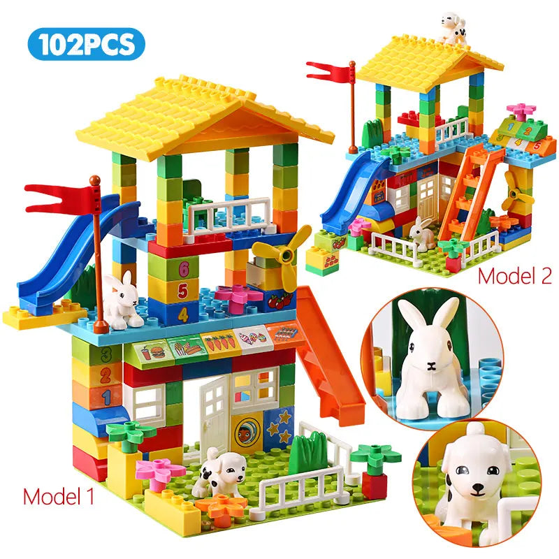 153PCS Large Roof & Slide Blocks – City House Set