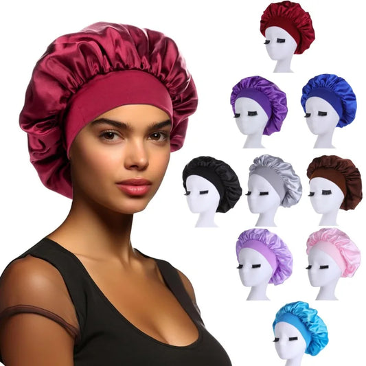 Satin Hair Bonnet – Adjustable Sleep Cap for Curly Hair