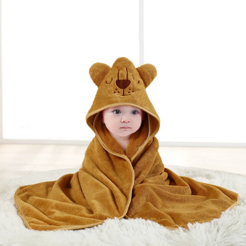 Toddler Hooded Coral Fleece Bath Towel
