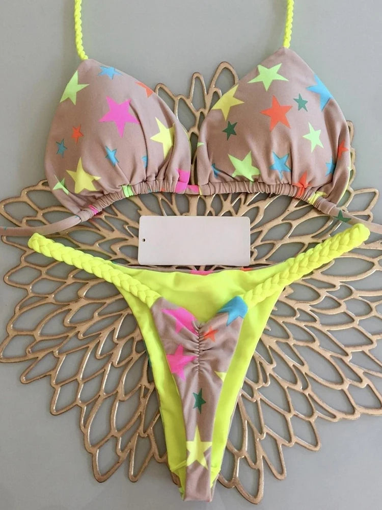 High-Waist Zebra Print Bikini – Brazilian Thong Set
