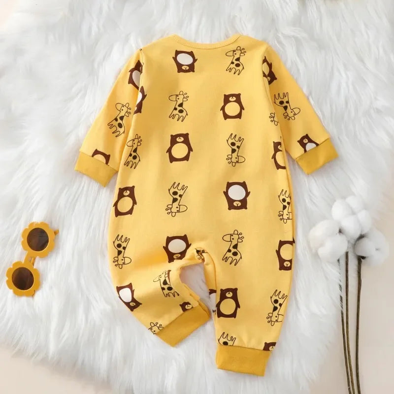 Newborn Baby Romper — 100% Cotton, 0–18M, Unisex, Long Sleeve, Soft & Cute, Autumn/Spring