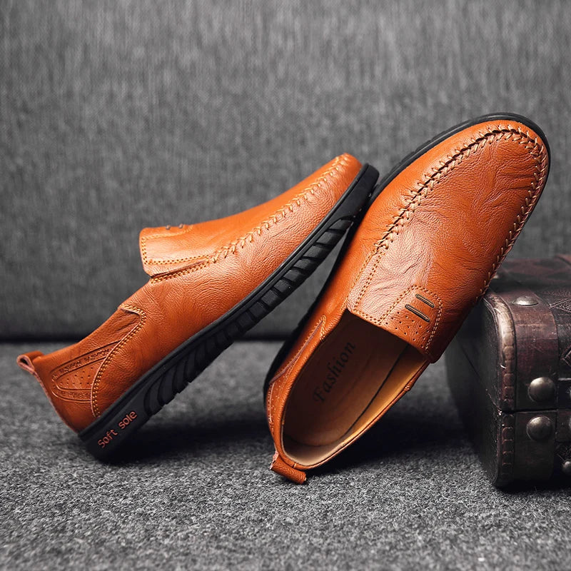 Genuine Leather Men’s Loafers – Luxury Slip-On Moccasins, Casual & Formal Driving Shoes        4o mini