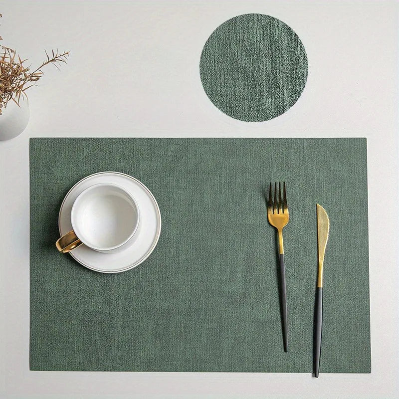 Double-Sided Faux Leather Placemats – Waterproof & Heat-Resistant Nordic Table Mats