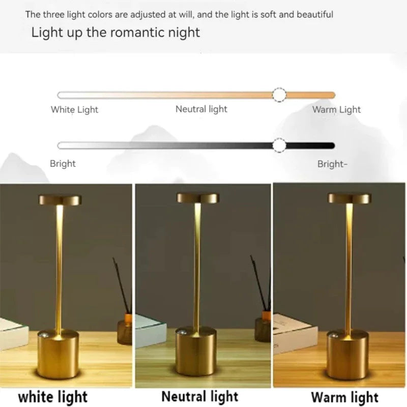 LED Touch Table Lamp – Rechargeable Wireless Night Light for Home & Hospitality