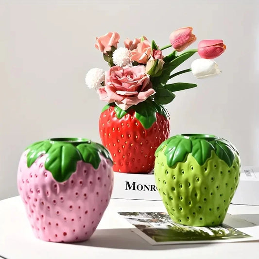 Creative Strawberry Vase – Decorative Flower Pot for Home & Living Room