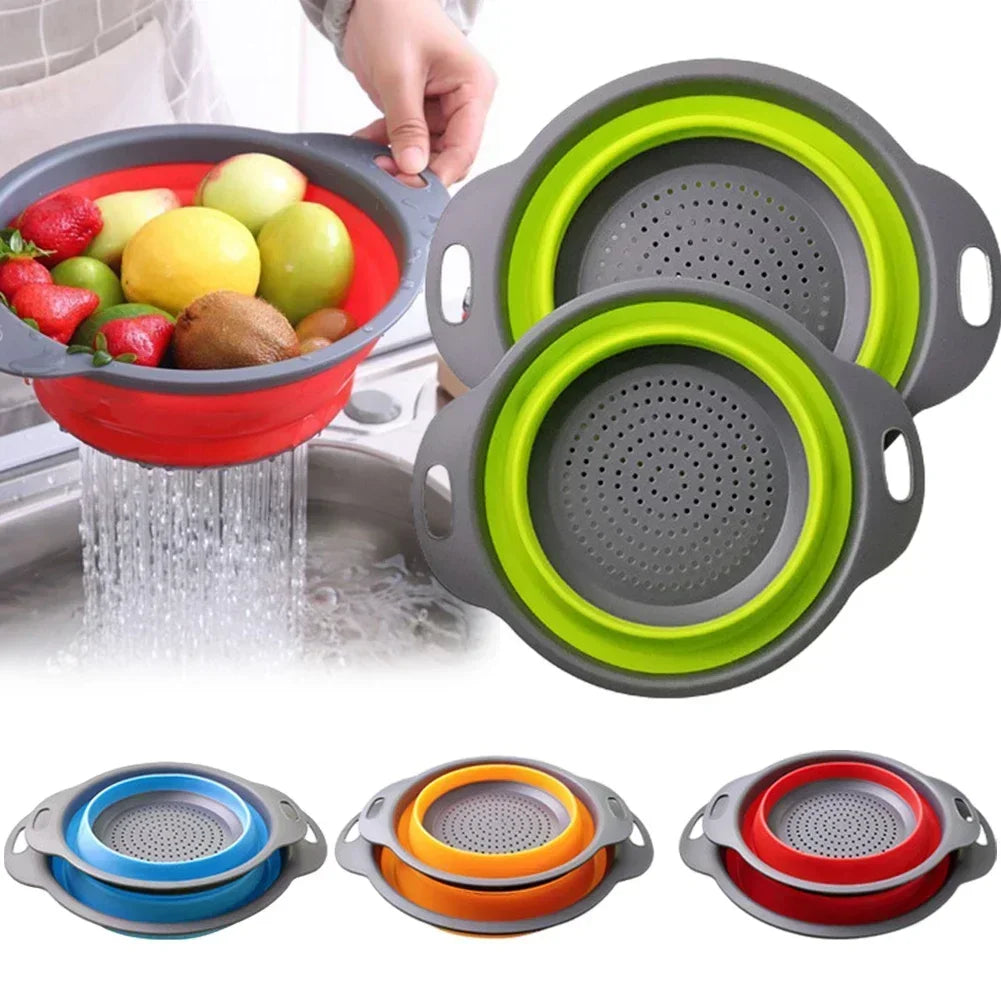 Silicone Foldable Colander – Collapsible Fruit & Veggie Strainer Basket