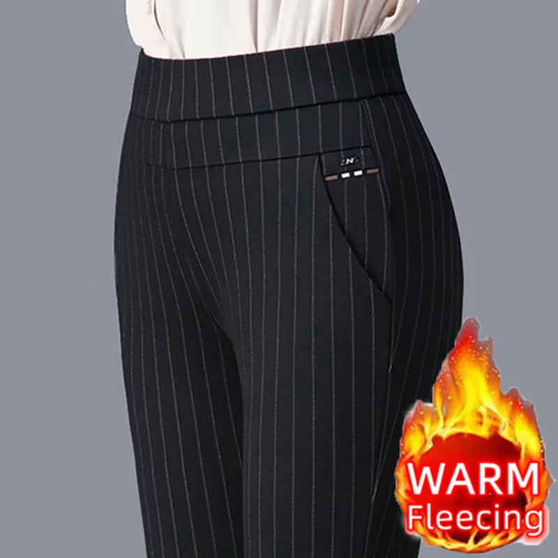 Women's Thick & Thin Warm Winter Pencil Pants, Plush Stretch Slim Fit Leggings for Ladies