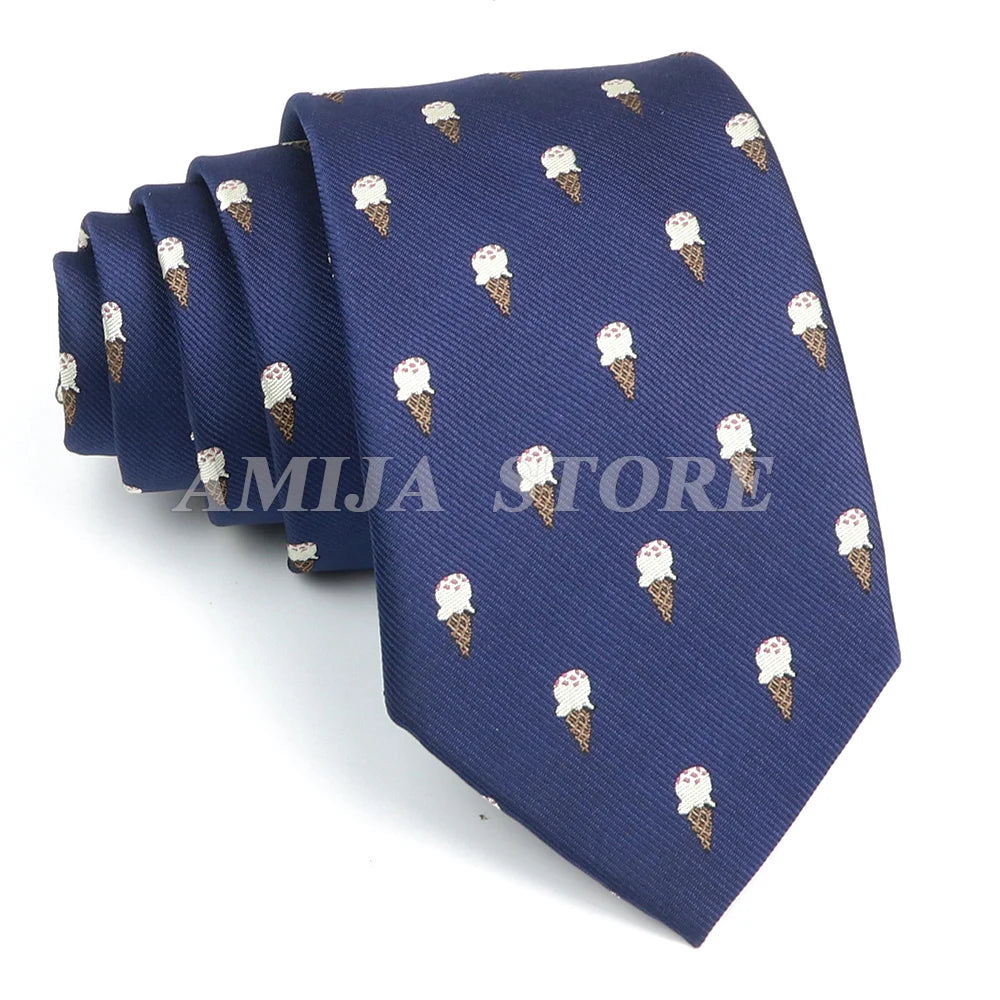 Men’s Jacquard Neck Ties 7cm – Floral & Stripe Design Necktie for Wedding, Party, Business & Daily Wear Gift