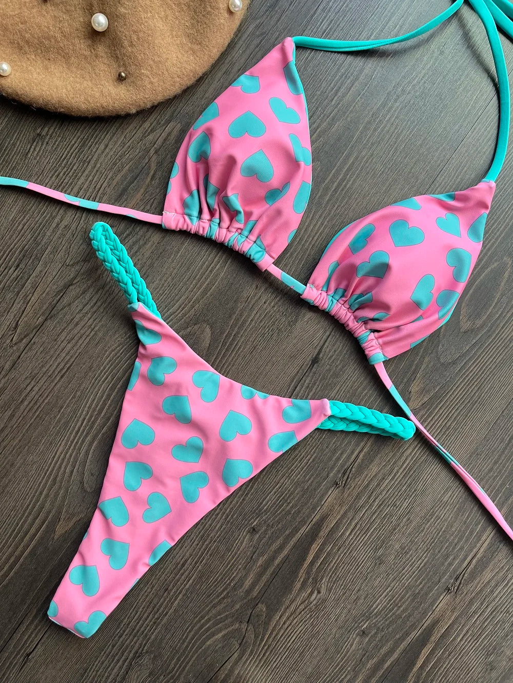 High-Waist Zebra Print Bikini – Brazilian Thong Set