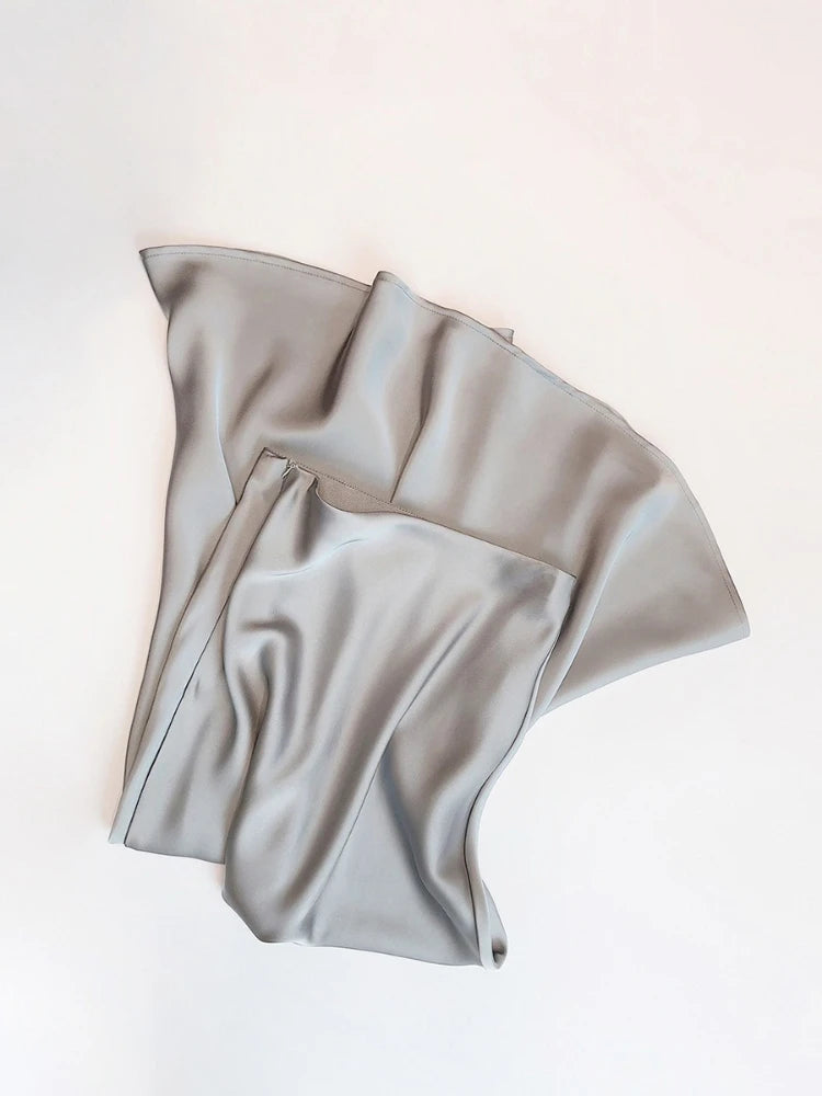 Summer Satin High Waist Fishtail A-Line Skirt for Women
