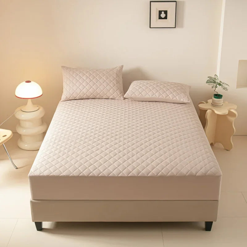 Waterproof Quilted Fitted Bed Sheet – 360° Elastic Mattress Protector, Single/Double/Queen/King