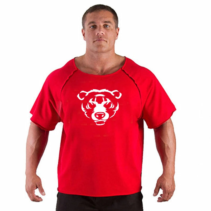 Men’s Gym & Fitness T-Shirt – Breathable, Oversized, Vintage Graphic Short Sleeve Cotton Top
